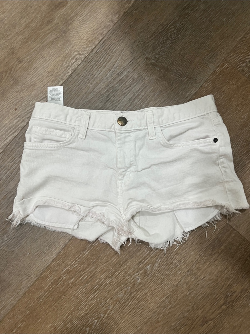 Current/Elliott White Frayed Denim Cutoff Shorts